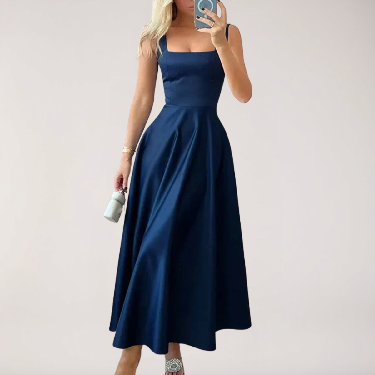 Rim | Elegantní Midi Šaty s Hranatým Výstřihem