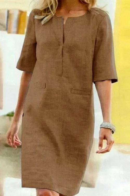 Flora | Straight Dress With Split Collar – Simplicity And Elegance