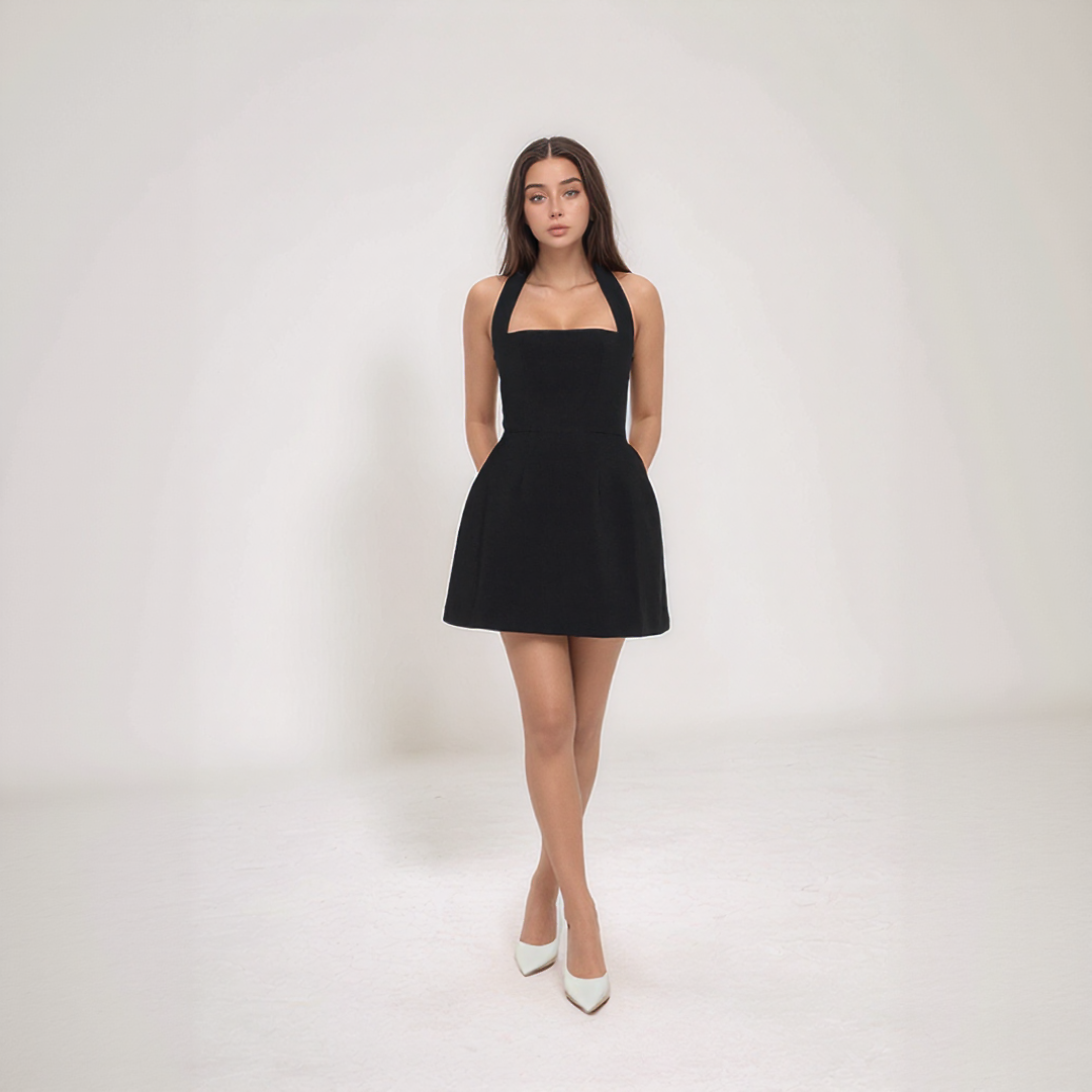 Sandra | Abito Mini Estivo – Scollatura Halter e Volume Fluido