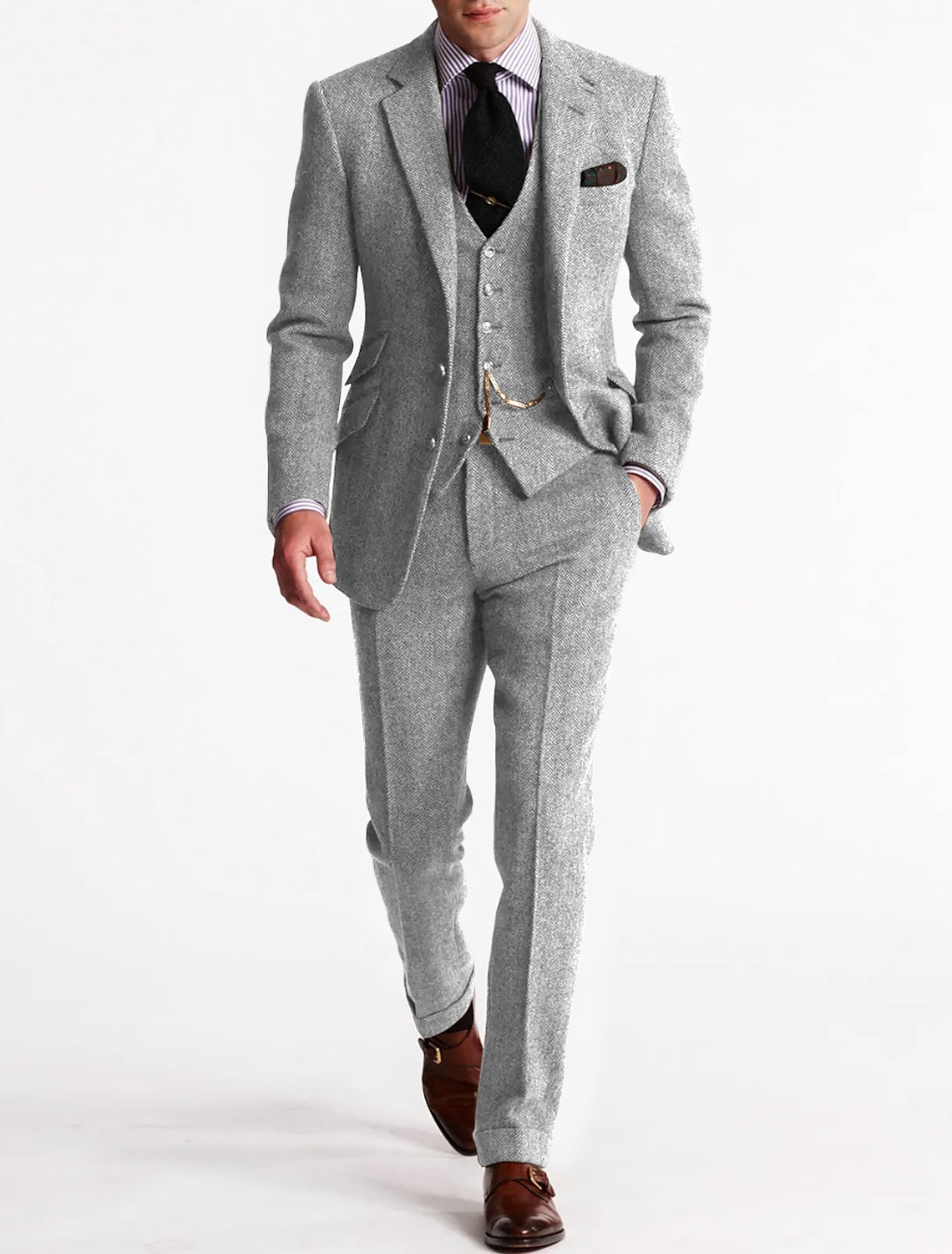 Amory | Pánský oblek třídílný – Elegantní tweed