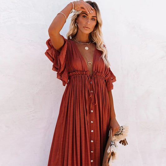 Éléonore | Lange Chic Boheemse Jurk – Ontspannen En Verfijnde Elegant 