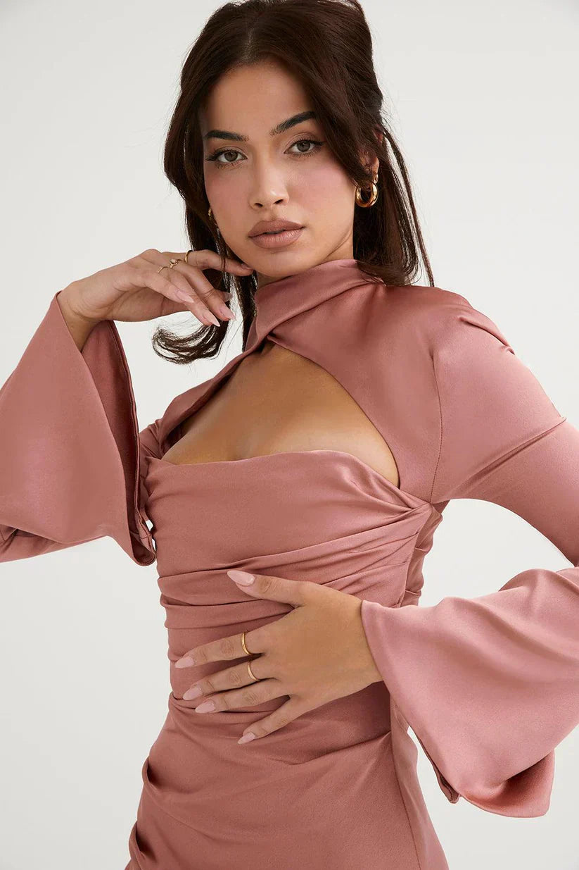 Paulette | Robe De Cocktail Avec Découpe Et Manches Longues