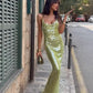 Cendrine | Long Shimmering Dress – Thin Straps And Chic Style 