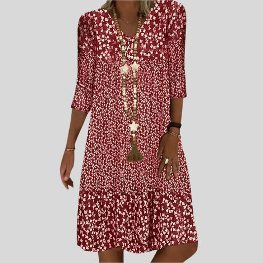 Valentine | Elegant Midi Dress With V-Neck 