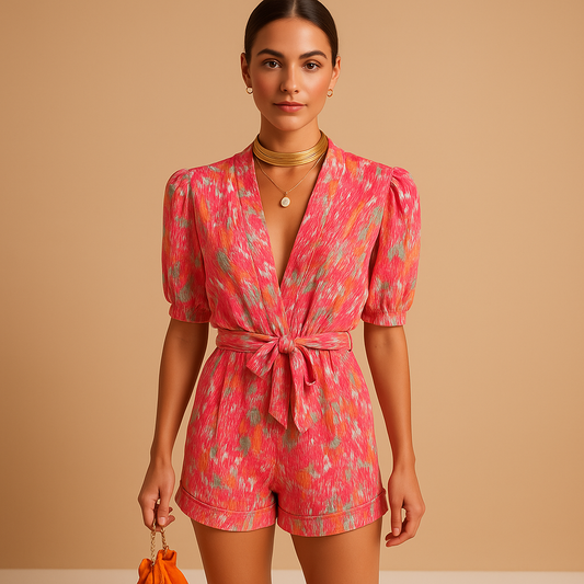 Delphine | Kort jumpsuit med knut - Femininstil 