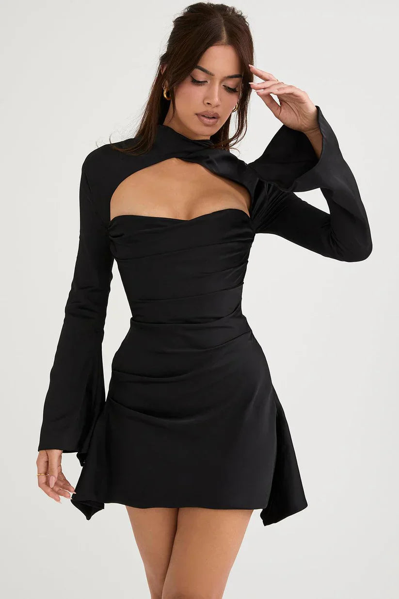 Paulette | Robe De Cocktail Avec Découpe Et Manches Longues