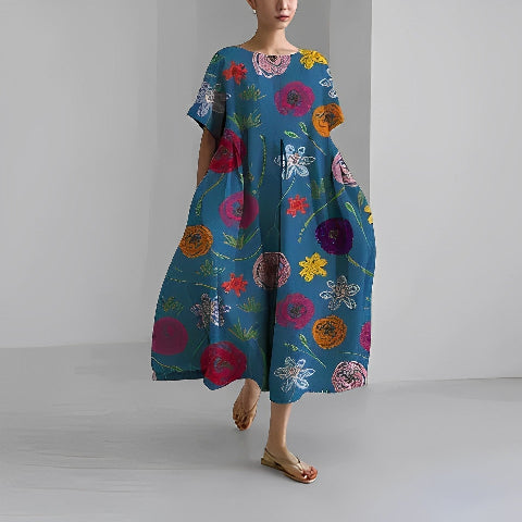 Dorothée | Lang Kjole Med Mønster – Løs Og Trendy Snitt 