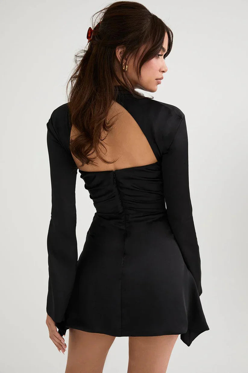 Paulette | Robe De Cocktail Avec Découpe Et Manches Longues