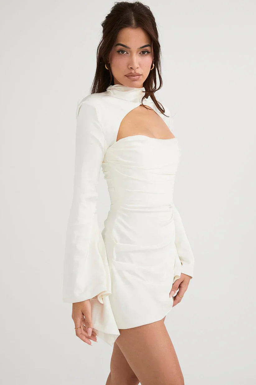 Paulette | Robe De Cocktail Avec Découpe Et Manches Longues