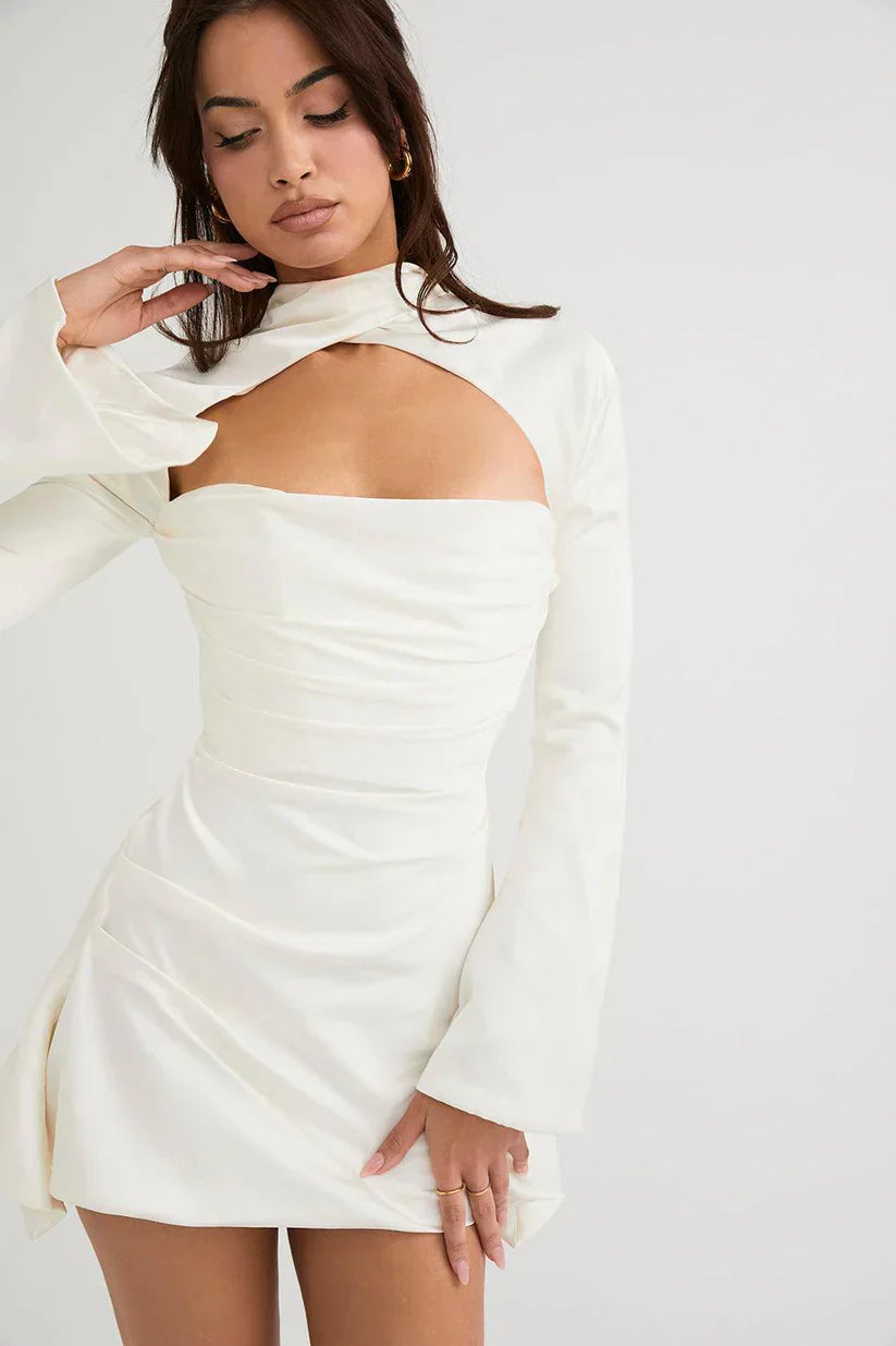 Paulette | Robe De Cocktail Avec Découpe Et Manches Longues