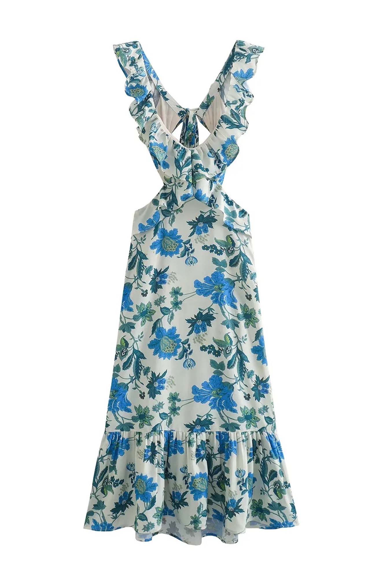 Mélinda | Vestido Largo Elegante de Verano – Sin Mangas con Tirantes Volantes 