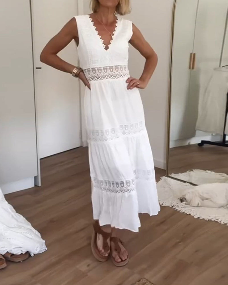 Aliénor | Abito Lungo Bohemien – Scollatura Profonda e Leggerezza 