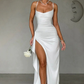 Oriane | Elegant Long Split Dress with Thin Straps 