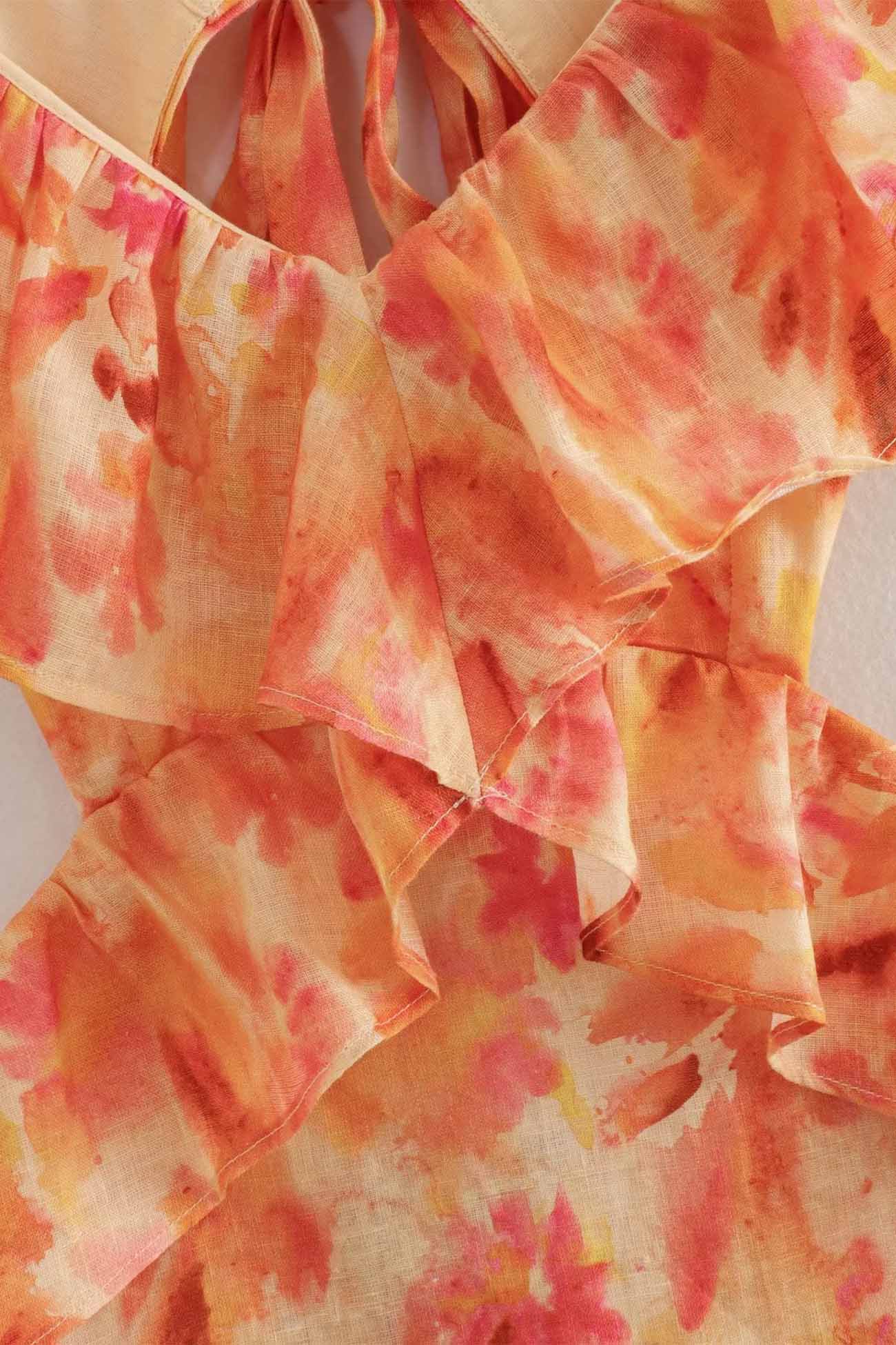 Mélinda | Vestido Largo Elegante de Verano – Sin Mangas con Tirantes Volantes 