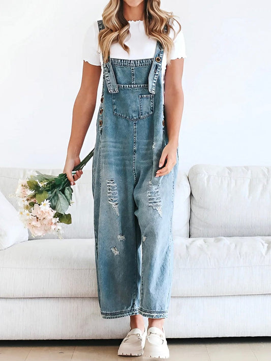Lucie | Salopette in Denim Senza Maniche Loose 