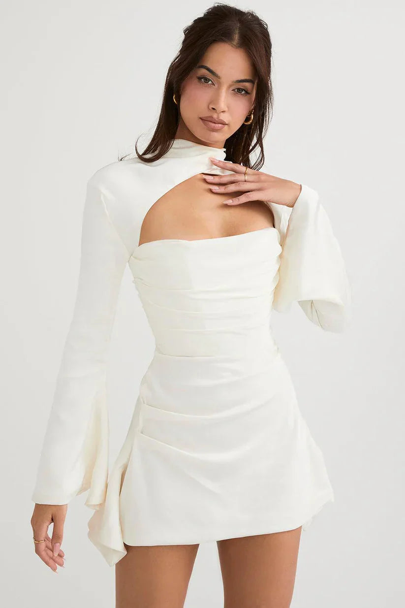 Paulette | Robe De Cocktail Avec Découpe Et Manches Longues