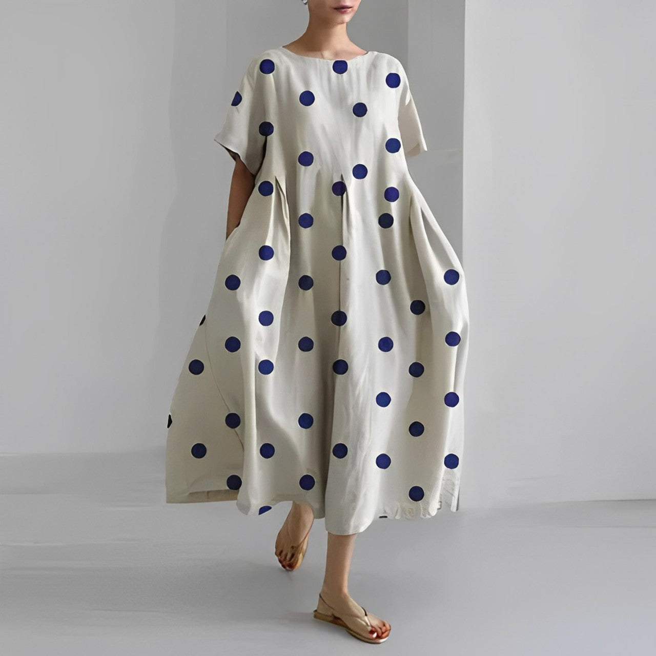 Dorothée | Lang Kjole Med Mønster – Løs Og Trendy Snitt 