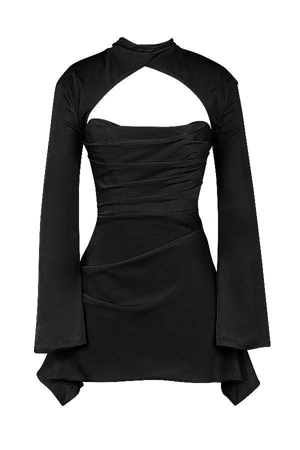 Paulette | Robe De Cocktail Avec Découpe Et Manches Longues