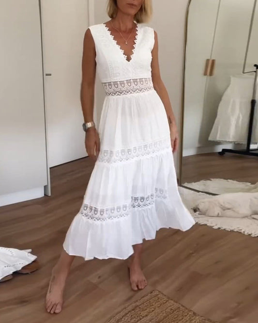 Aliénor | Abito Lungo Bohemien – Scollatura Profonda e Leggerezza 