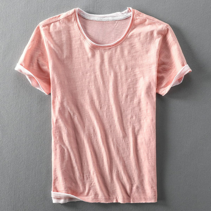 Fabio | T-shirt With Round Neck And Visible Hem Sleeves 