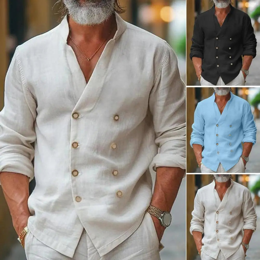 Gédéon | Herrenhemd mit gekreuztem Knopfverschluss – Trendy und Elegant 