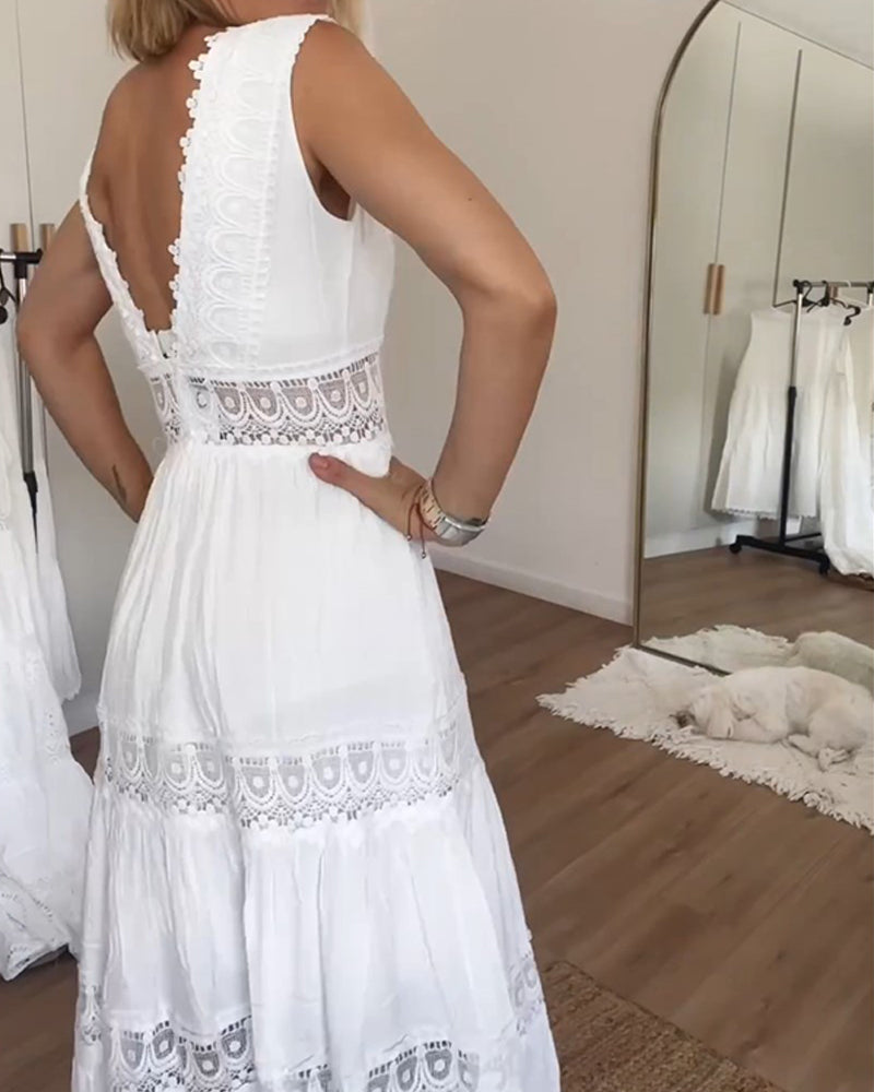 Aliénor | Abito Lungo Bohemien – Scollatura Profonda e Leggerezza 