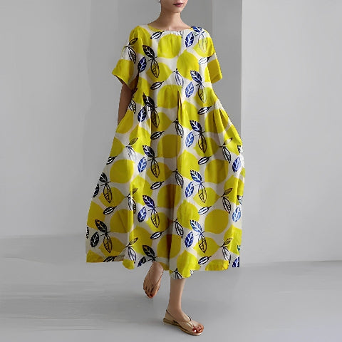 Dorothée | Lang Kjole Med Mønster – Løs Og Trendy Snitt 