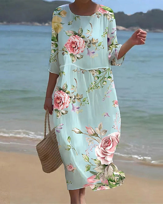 Maud | Midi-jurk met Bloemenprint – Ideaal voor het Warme Seizoen 