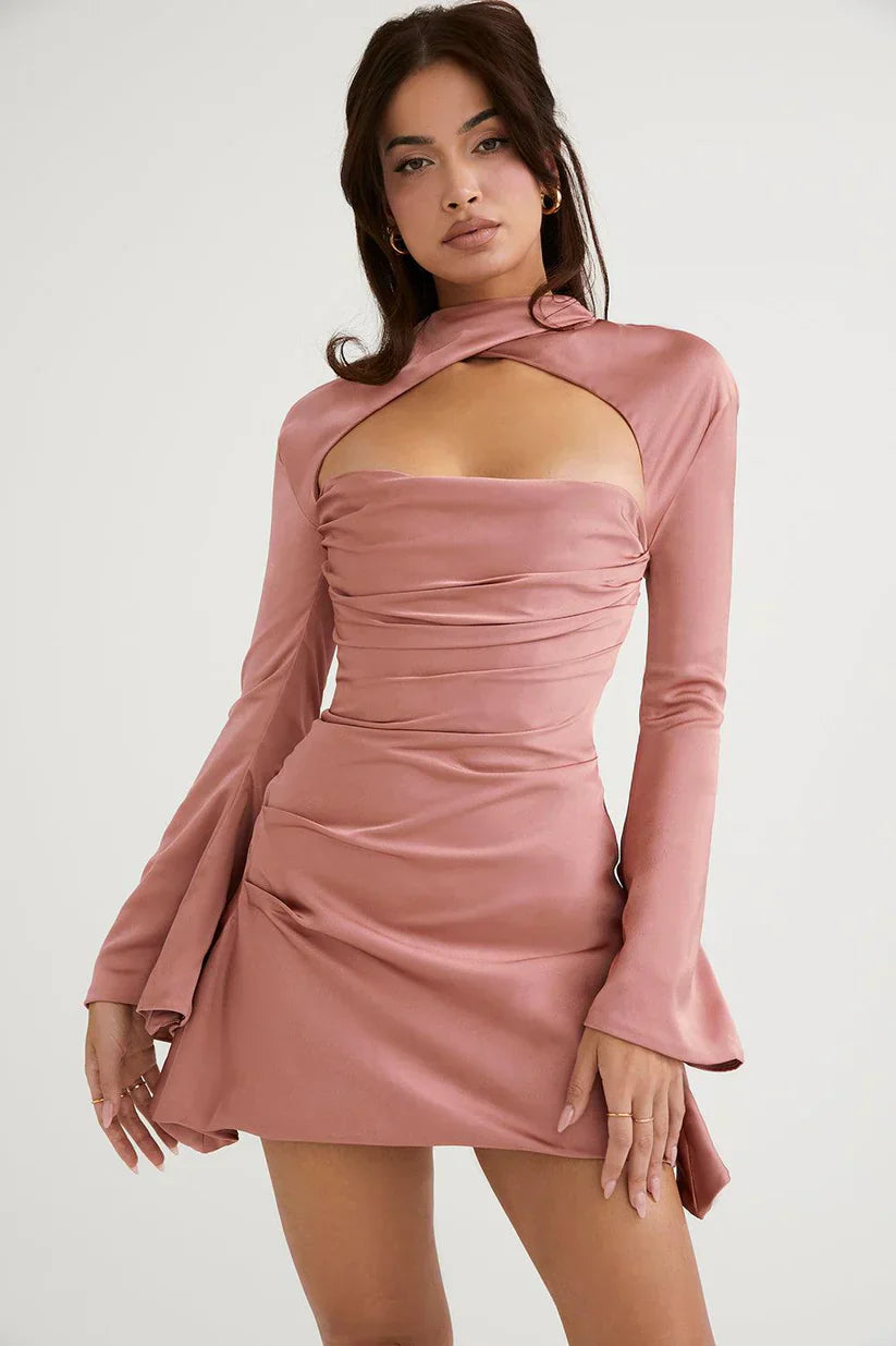 Paulette | Robe De Cocktail Avec Découpe Et Manches Longues