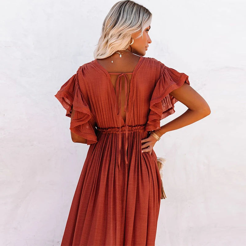 Éléonore | Dlouhá Šaty Chic Boho – Uvolněná a Rafinnovaná Elegance 